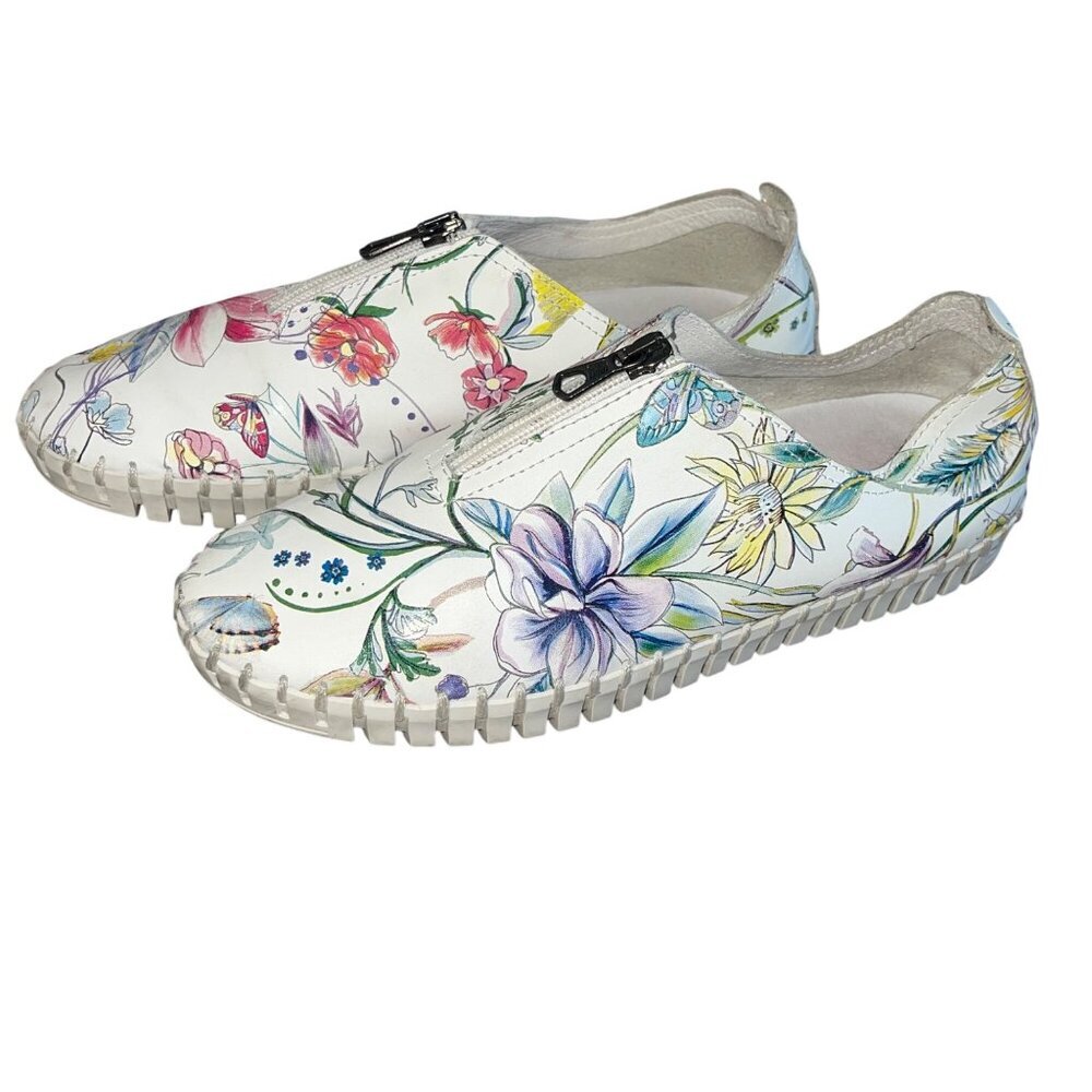 Eric Michaels Marlo Womens Slip-on Size 38 Multicolor Floral Printed Leather